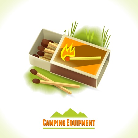 Camping summer outdoor activity concept equipment matches symbol vector illustration.のイラスト素材