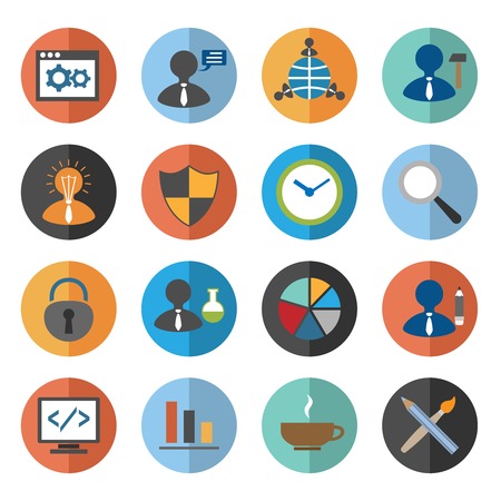 SEO mobile computer website optimization icons set isolated vector illustrationのイラスト素材