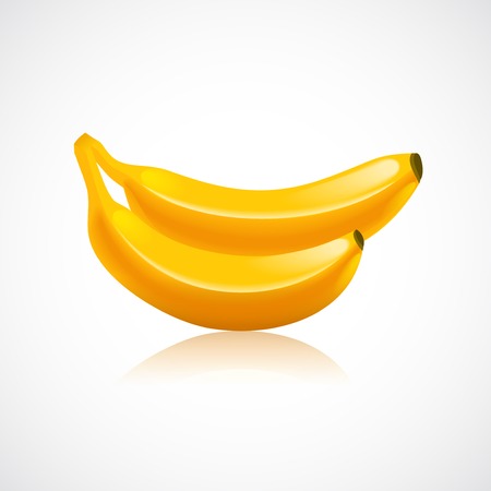 Banana fruit icon with reflection in glossy style illustrationのイラスト素材