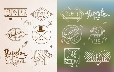 Hipster vintage design calligraphic badge label and emblem in sketch style illustrationのイラスト素材