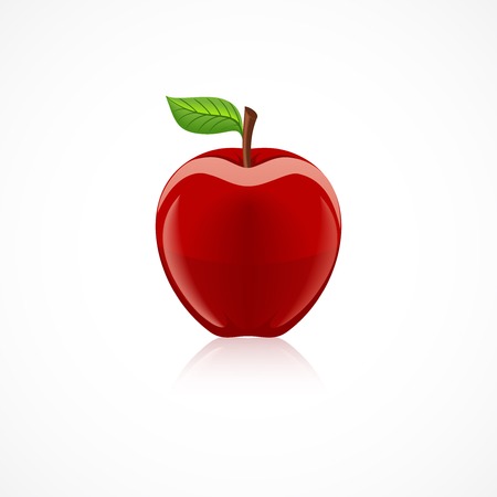 Apple fruit icon with reflection in glossy style illustrationのイラスト素材