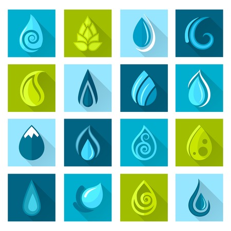 Set of water drops icons set for healthy medicine design in flat style with long shadows illustrationのイラスト素材