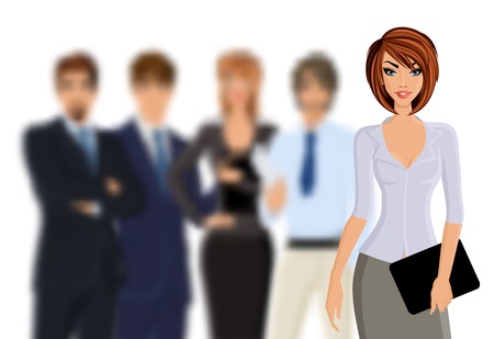 Group of business people busines woman with business team isolated on white vector illustrationのイラスト素材