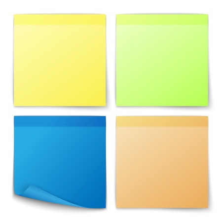 Paper post note colored memo stickers set isolated vector illustrationのイラスト素材