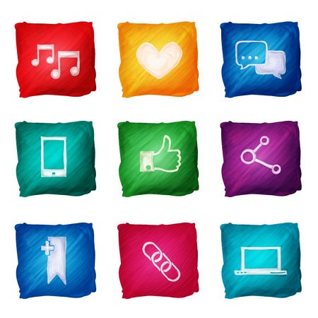 Social media network application icons watercolor set isolated vector illustrationのイラスト素材