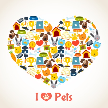 I love pets heart concept with comfort care elements illustrationのイラスト素材