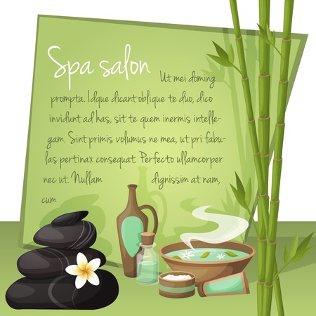 Spa salon background with frame and natural health products vector illustrationのイラスト素材