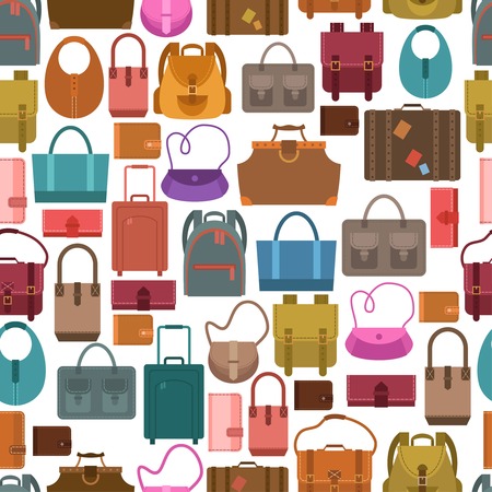 Women fashion and travel baggage bags shopping seamless pattern vector illustrationのイラスト素材