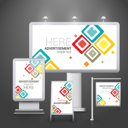 Abstract outdoor commercial advertising boards design template vector illustration.のイラスト素材