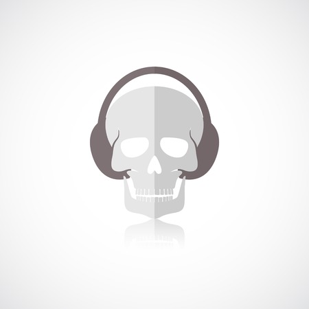 Human skull with headphones isolated on white background vector illustrationのイラスト素材