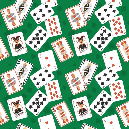 Casino poker hazard risk games playing cards seamless pattern vector illustration.のイラスト素材