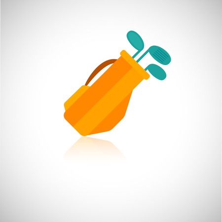 Golf clubs in orange bag icon isolated on white background vector illustrationのイラスト素材