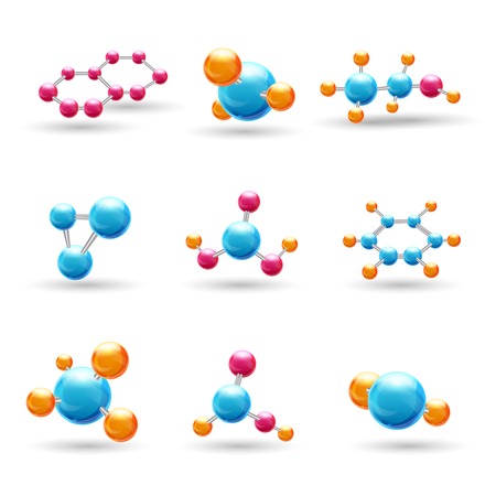 3d atomic structure chemical molecule models isolated vector illustrationのイラスト素材