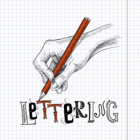 Hand drawing on squared notebook paper with graphite pencil sketch vector illustrationのイラスト素材