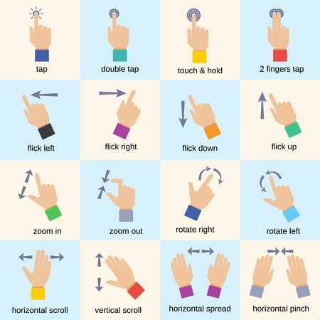 Touch interface hand gestures icons isolated vector illustrationのイラスト素材