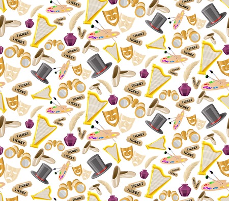 Theatre performance and acting realistic seamless pattern vector illustrationのイラスト素材