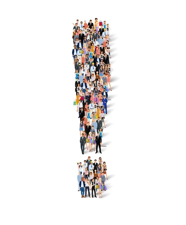 Group crowd of people in exclamation mark shape poster vector illustrationのイラスト素材