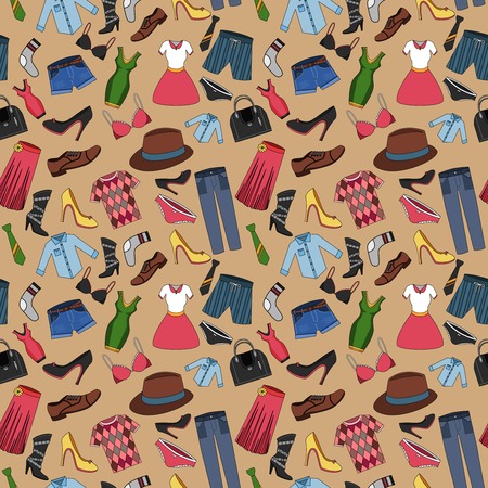 Male and female fashion clothes seamless pattern vector illustrationのイラスト素材