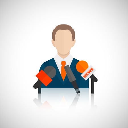 Public speaking person politician business speaker with microphones vector illustrationのイラスト素材