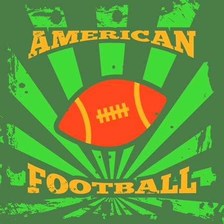 American football decorative poster with green radiating rays from rugby ball symbol emblem  print abstract vector illustrationのイラスト素材