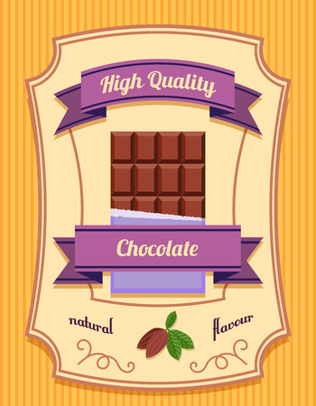 Chocolate bar pack high quality natural flavor flat poster vector illustrationのイラスト素材