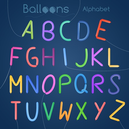 Balloons colored font letter birthday party carnival set vector illustrationのイラスト素材