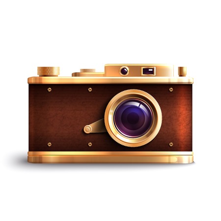 Retro style professional equipment photo camera isolated on white background vector illustrationのイラスト素材