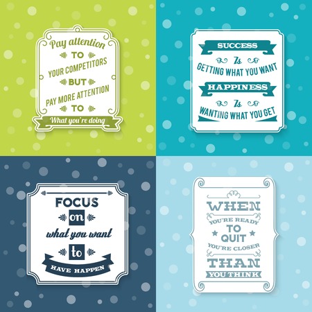 Success creative wise sentence white labels paper set isolated vector illustrationのイラスト素材