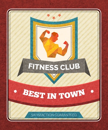 Fitness sport club poster with polygonal male bodybuilder figure vector illustrationのイラスト素材