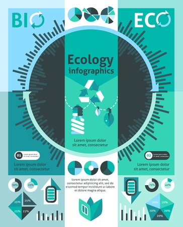 Ecology infographics set with charts and sustainable energy symbols vector illustrationのイラスト素材