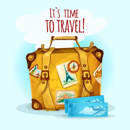 Travel concept with suitcase baggage and tourist stickers vector illustrationのイラスト素材