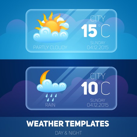 Weather forecast widget meteorology and climate mobile application software layout template vector illustrationのイラスト素材