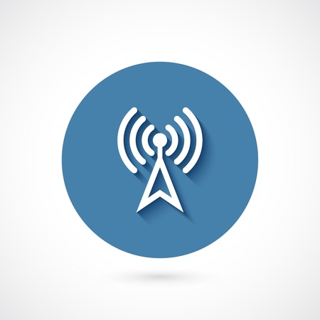 Blue wifi icon button isolated on white background vector illustrationのイラスト素材