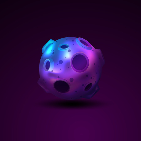 Planet 3d sphere with craters isolated on dark background vector illustrationのイラスト素材