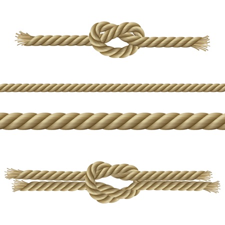 Twisted ropes nodes and sailor knots decorative set isolated vector illustrationのイラスト素材