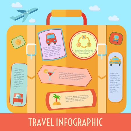 World travel infographics set with tourism and vacation symbols vector illustrationのイラスト素材