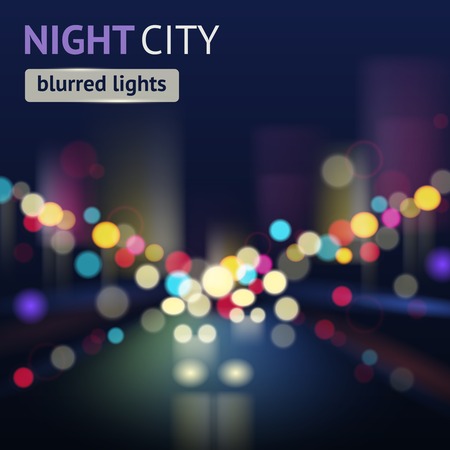 Night city with traffic lights and defocused buildings blur background vector illustrationのイラスト素材