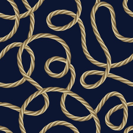 Twisted ship rope on navy blue background seamless pattern vector illustrationのイラスト素材