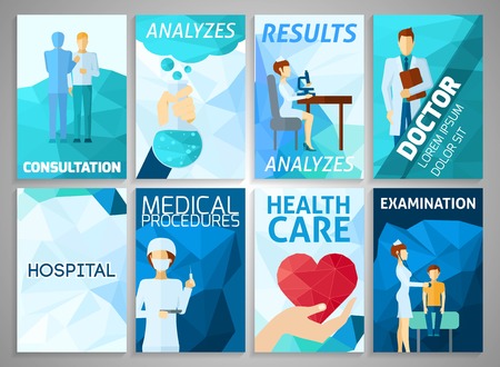 Medicine hospital and health care flyer set isolated vector illustrationのイラスト素材