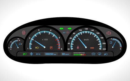 Car dashboard auto speedometer panel isolated on white background vector illustrationのイラスト素材