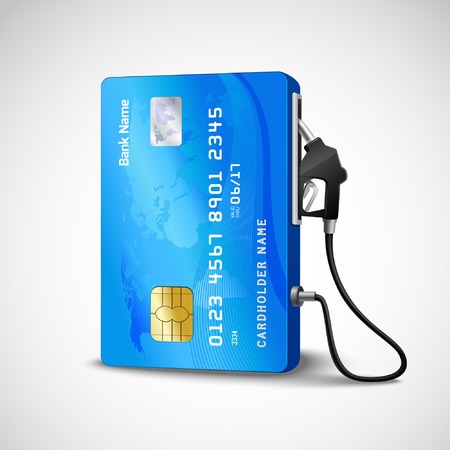 Realistic credit with fuel hose gas station concept vector illustrationのイラスト素材