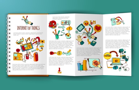 Internet of things brochure template with hand drawn remote control systems elements vector illustrationのイラスト素材