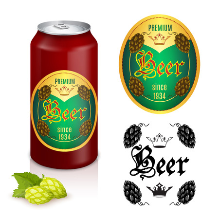 Traditional premium quality beer brand emblem design for cans and bottles labels sketch  abstract isolated vector illustrationのイラスト素材