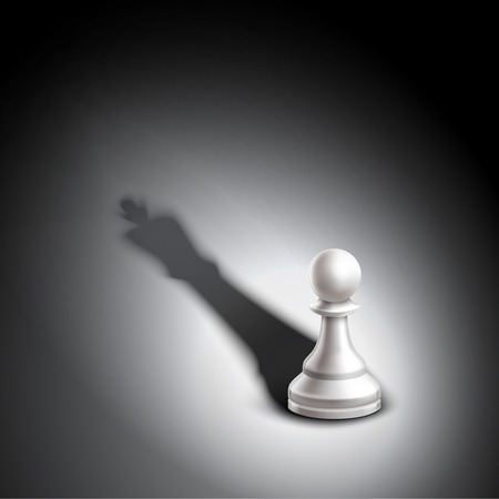 Realistic chess pawn casting king winner strategy metaphor vector illustrationのイラスト素材