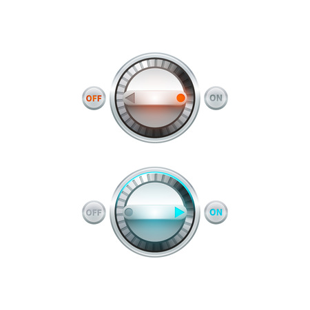 Round analog on off turn button set isolated vector illustrationのイラスト素材