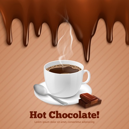 Cup of hot coffee with chocolate splash background vector illustrationのイラスト素材