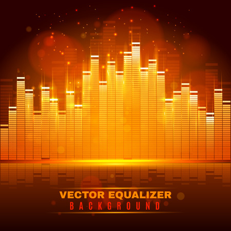Audio signals modification and reproduction with digital equalizer display sound wave light blurs background abstract vector illustrationのイラスト素材