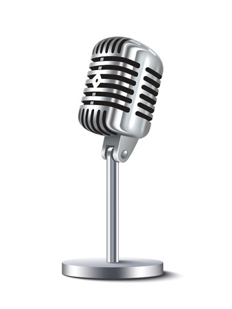Vintage metal studio microphone isolated on white background vector illustrationのイラスト素材