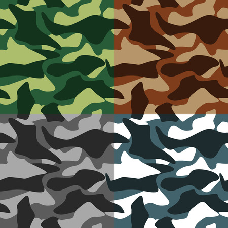 Army camouflage in different colors icons set flat isolated vector illustrationのイラスト素材