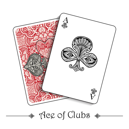 Playing cards concept with ace of clubs suit and back vector illustrationのイラスト素材